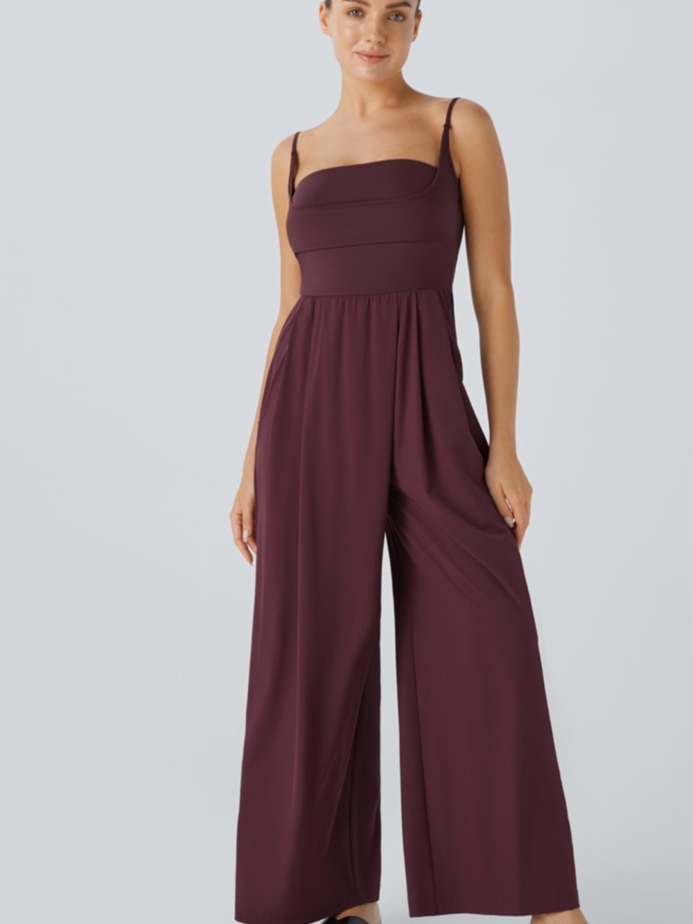 HALARA Wide-Leg Jumpsuit in Deep Plum